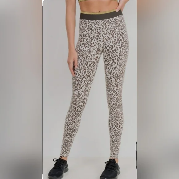 NWT Snow Jaguar Gold Stripe Band Highwaist Leggings APH2495 size medium - Picture 1 of 10